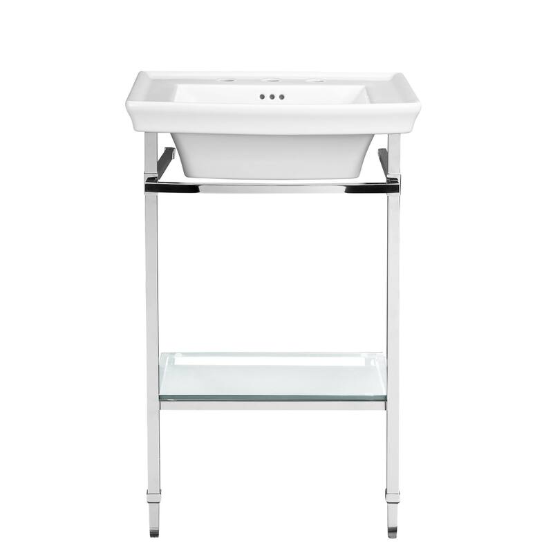 DXV D21460708002 Wyatt 24" Console Bathroom Sink with Console Leg, 3 ...